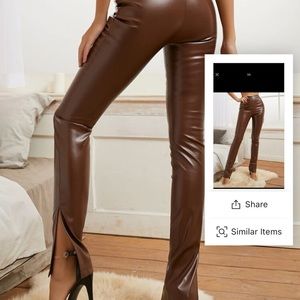 Brown leather pants